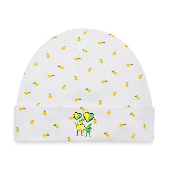 Zitrone Limette Herz Liebe Obst Früchte Vitamine C - Baby Premium Organic Mütze - Weiß/Zitronengelb - Vorne