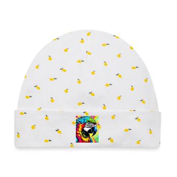 Papagei Pop Art - Baby Premium Organic Mütze - Weiß/Zitronengelb - Vorne