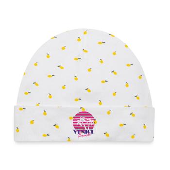 Venice Beach mit Palmen - Baby Premium Organic Mütze - Weiß/Zitronengelb - Vorne
