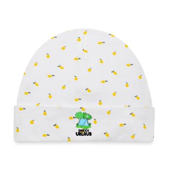Zelt Urlaub Urlauber Zelten - Baby Premium Organic Mütze - Weiß/Zitronengelb - Vorne
