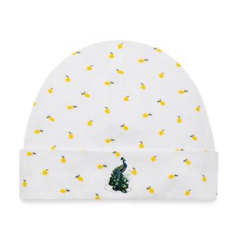 Pfau Blauer Pfau Pfauen Peacock Rad Pfauenrad Pfau - Baby Premium Organic Mütze - Weiß/Zitronengelb - Vorne