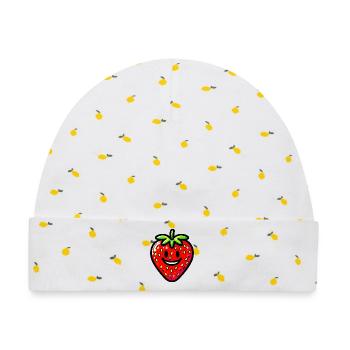 Erdbeer-Erdbeeren - Baby Premium Organic Mütze - Weiß/Zitronengelb - Vorne