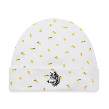 Wolf Motiv Wölfe Wolfsrudel Grauer Wolfshund Wolfs - Baby Premium Organic Mütze - Weiß/Zitronengelb - Vorne