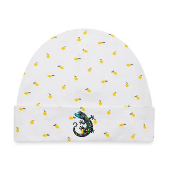 Gecko - Baby Premium Organic Mütze - Weiß/Zitronengelb - Vorne