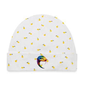 Schlange Python Kobra Mamba Klapperschlange Snake - Baby Premium Organic Mütze - Weiß/Zitronengelb - Vorne