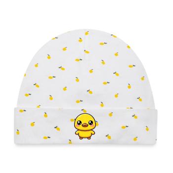 Ente Ente Ente Ente Ente - Baby Premium Organic Mütze - Weiß/Zitronengelb - Vorne