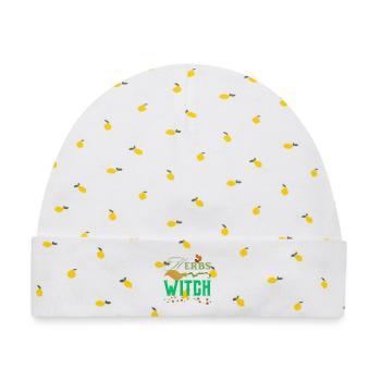 Herbs Witch Wild Witchy & Herbal Design - Baby Premium Organic Mütze - Weiß/Zitronengelb - Vorne