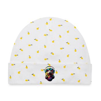 Maulwurf mit Sonnenbrille Liebe Süße Maulwürfe - Baby Premium Organic Mütze - Weiß/Zitronengelb - Vorne