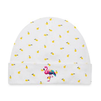 Flamingo - Baby Premium Organic Mütze - Weiß/Zitronengelb - Vorne