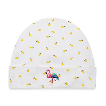 Flamingo - Baby Premium Organic Mütze - Weiß/Zitronengelb - Vorne
