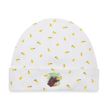 Nilpferd Retro - Baby Premium Organic Mütze - Weiß/Zitronengelb - Vorne