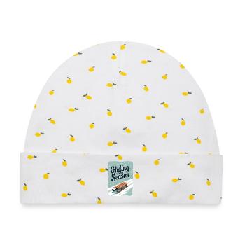 Gliding into the Season - Baby Premium Organic Mütze - Weiß/Zitronengelb - Vorne