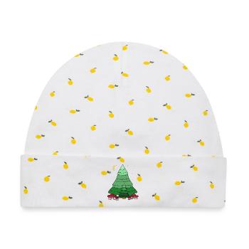 Nacht Sternenhimmel Wald Nadelbaum Tannen - Baby Premium Organic Mütze - Weiß/Zitronengelb - Vorne
