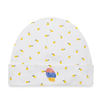 Fingerabdrücke der armenischen Flagge - Baby Premium Organic Mütze - Weiß/Zitronengelb - Vorne