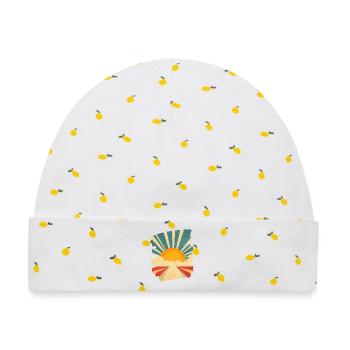 Sommer Sonne - Baby Premium Organic Mütze - Weiß/Zitronengelb - Vorne
