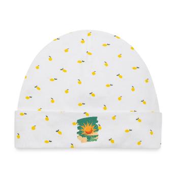 Sommer Sonne - Baby Premium Organic Mütze - Weiß/Zitronengelb - Vorne
