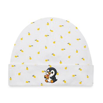 Süßer Pinguin Pizza Pizzaliebhaber Cartoon - Baby Premium Organic Mütze - Weiß/Zitronengelb - Vorne