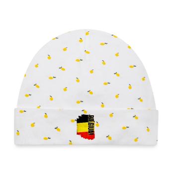 Vertikale belgische Flagge, belgischer Stolz - Baby Premium Organic Mütze - Weiß/Zitronengelb - Vorne
