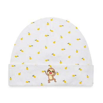 Happy Faultierfreude - Baby Premium Organic Mütze - Weiß/Zitronengelb - Vorne