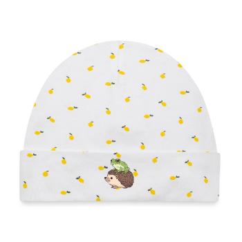 Niedliche Tierfreunde Illustration - Baby Premium Organic Mütze - Weiß/Zitronengelb - Vorne