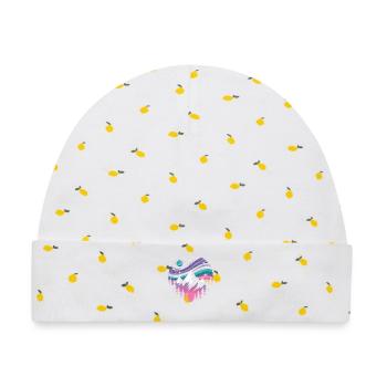 Galaktische Berglandschaft mit Polarlichtern - Baby Premium Organic Mütze - Weiß/Zitronengelb - Vorne