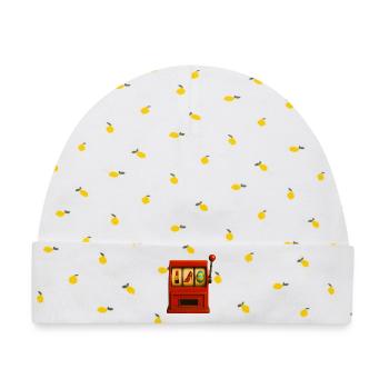 Einarmiger Bandit mit Accessoires  - Baby Premium Organic Mütze - Weiß/Zitronengelb - Vorne