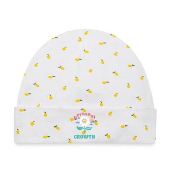 Persönliches Wachstum Daisy - Baby Premium Organic Mütze - Weiß/Zitronengelb - Vorne