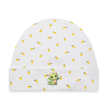 Drachen Drache - Baby Premium Organic Mütze - Weiß/Zitronengelb - Vorne