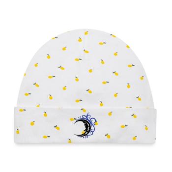Mystischer Mond im Tribal Stil - Baby Premium Organic Mütze - Weiß/Zitronengelb - Vorne