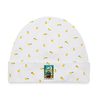 Der Knochen-Barista mit Mondmotiven - Baby Premium Organic Mütze - Weiß/Zitronengelb - Vorne