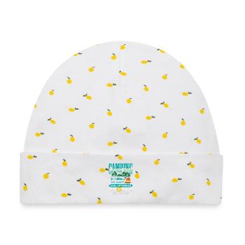 Camper Camping Wohnwagen Spruch - Baby Premium Organic Mütze - Weiß/Zitronengelb - Vorne