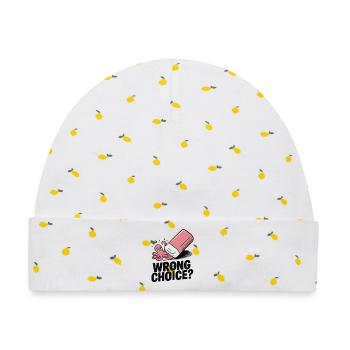 Verspieltes Oktopus-Radiergummi-Design - Baby Premium Organic Mütze - Weiß/Zitronengelb - Vorne