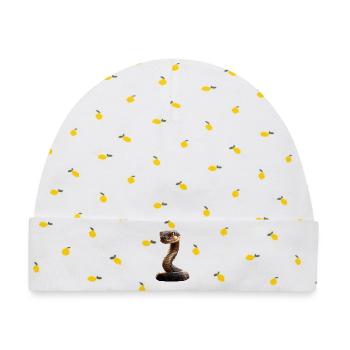 Schlange Python Kobra Klapperschlange Schlangen - Baby Premium Organic Mütze - Weiß/Zitronengelb - Vorne