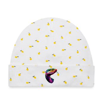Schlange Python Kobra Klapperschlange Schlangen - Baby Premium Organic Mütze - Weiß/Zitronengelb - Vorne