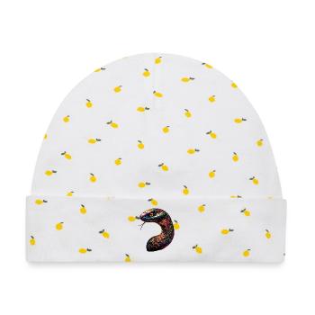 Schlange Python Kobra Klapperschlange Schlangen - Baby Premium Organic Mütze - Weiß/Zitronengelb - Vorne