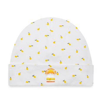 Camper Camping Wohnwagen Spruch - Baby Premium Organic Mütze - Weiß/Zitronengelb - Vorne