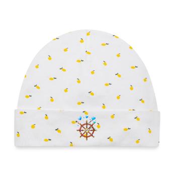 Steuerrad Möwen maritim - Baby Premium Organic Mütze - Weiß/Zitronengelb - Vorne
