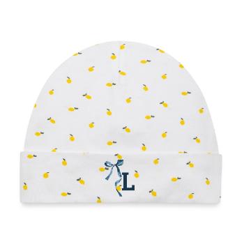 Monogramm l Geschenkidee - Baby Premium Organic Mütze - Weiß/Zitronengelb - Vorne