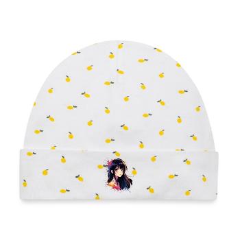 Anime-Girl mit Farbexplosion - Baby Premium Organic Mütze - Weiß/Zitronengelb - Vorne