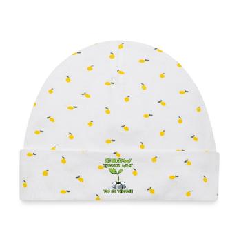 Wachstum eines grünen und motorischen Sprosses - Baby Premium Organic Mütze - Weiß/Zitronengelb - Vorne