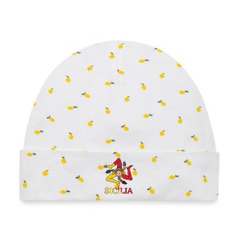 Sicilia Trinacria sizilianische Flagge Sizilien - Baby Premium Organic Mütze - Weiß/Zitronengelb - Vorne
