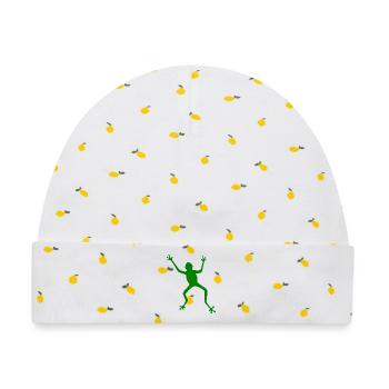 Frosch Silhouette: Tropisch, Regenwald - Baby Premium Organic Mütze - Weiß/Zitronengelb - Vorne