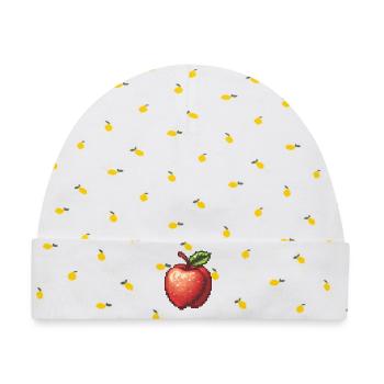 Retro Pixel Apfel - Baby Premium Organic Mütze - Weiß/Zitronengelb - Vorne