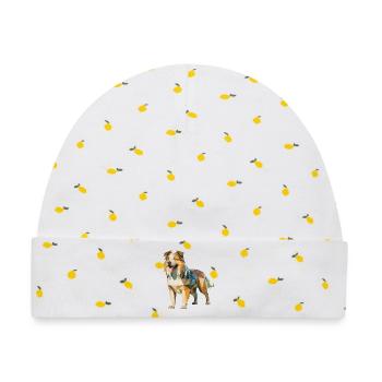 Australian Shepherd - Cooles Low Poly Logo - Baby Premium Organic Mütze - Weiß/Zitronengelb - Vorne