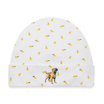 Brauner Hund - Cooles Low-Poly-Logo - Baby Premium Organic Mütze - Weiß/Zitronengelb - Vorne