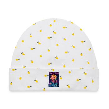 Neon Weltraum Hund Astronaut - Baby Premium Organic Mütze - Weiß/Zitronengelb - Vorne
