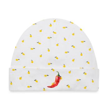 Chili Pepper - Cooles Low-Poly-Gemüse-Logo - Baby Premium Organic Mütze - Weiß/Zitronengelb - Vorne