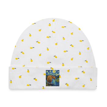 Kiwi Neuseeland Van Gogh Style Starry Night - Baby Premium Organic Mütze - Weiß/Zitronengelb - Vorne
