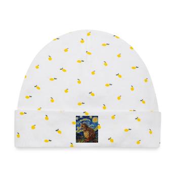 Kiwi Neuseeland Van Gogh Style Starry Night - Baby Premium Organic Mütze - Weiß/Zitronengelb - Vorne
