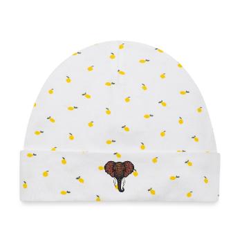 Mandala Elefant Kopf - Baby Premium Organic Mütze - Weiß/Zitronengelb - Vorne